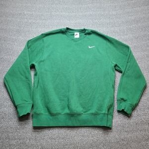 Nike Crewneck Sweatshirt Mens Medium Green Swoosh Logo Pullover Sweater